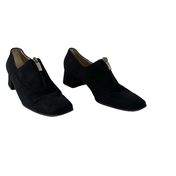 Salvatore Ferragamo Black Pony Hair Square Toe Block Heels Size 9 Made in Italy - Picture 6 of 14